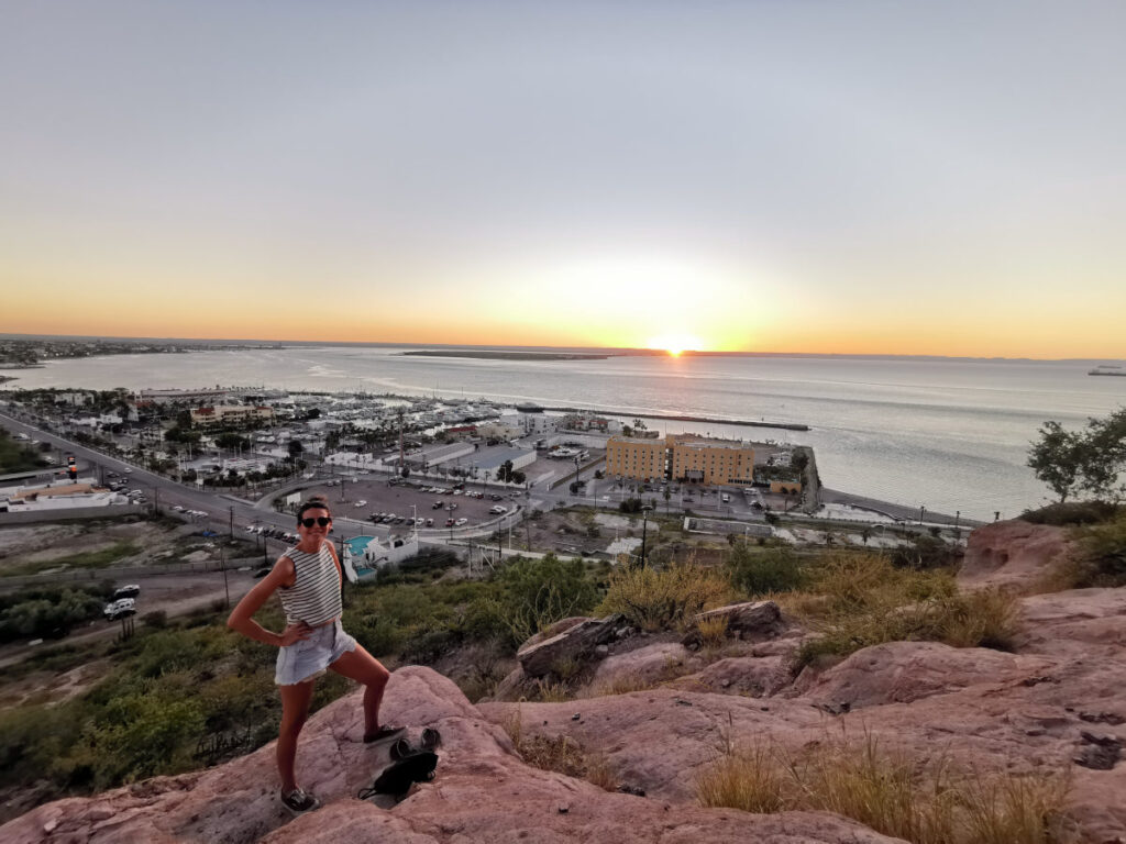 View from the top of Cerro de la Calavera at sunset in La Paz Mexico