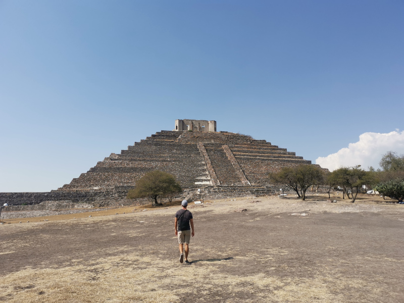 Allan walking towards the pyramid