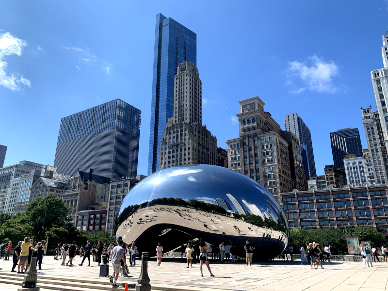 The Bean surrounded by skyscrapers