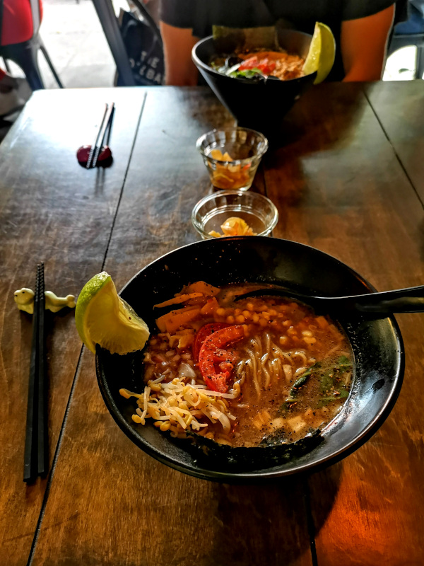 A bowl of vegan ramen