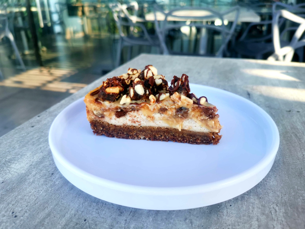 Snickers cake at Sweet and Fit in La Paz Mexico