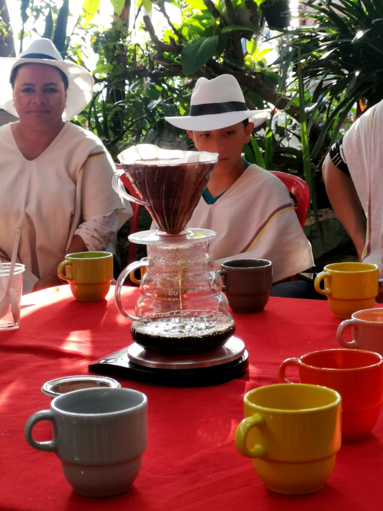 Coffee running through a V60 filter coffee machine 