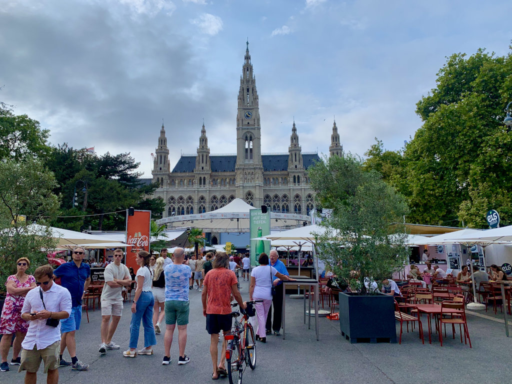 A food festival in front of the rasthuasplatz in Vienna
